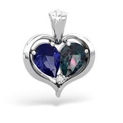 Lab Sapphire Two Become One 14K White Gold pendant P5330