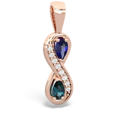 Lab Sapphire Diamond Infinity 14K Rose Gold pendant P5390