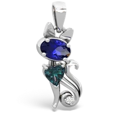 Lab Sapphire Kitten 14K White Gold pendant P5780