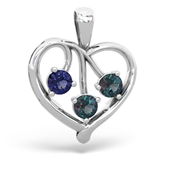 Lab Sapphire Glowing Heart 14K White Gold pendant P2233