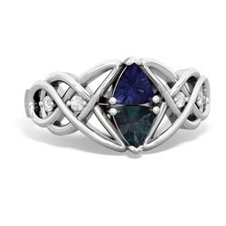 Lab Sapphire Keepsake Celtic Knot 14K White Gold ring R5300