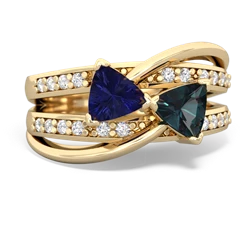 Lab Sapphire Bowtie 14K Yellow Gold ring R2360