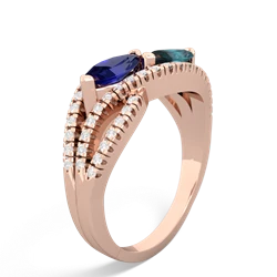 Lab Sapphire Diamond Rivers 14K Rose Gold ring R3070