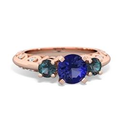 Lab Sapphire Art Deco Eternal Embrace Engagement 14K Rose Gold ring C2003