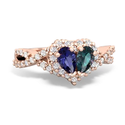 Lab Sapphire Diamond Twist 'One Heart' 14K Rose Gold ring R2640HRT