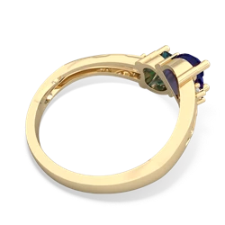 Lab Sapphire Snuggling Hearts 14K Yellow Gold ring R2178