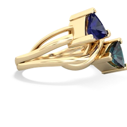 Lab Sapphire Split Band Swirl 14K Yellow Gold ring R2341