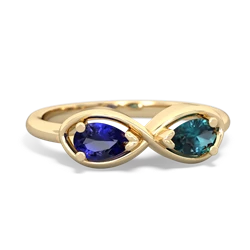 Lab Sapphire Infinity 14K Yellow Gold ring R5050