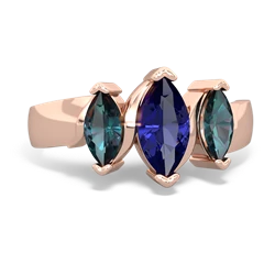 Lab Sapphire Three Peeks 14K Rose Gold ring R2433