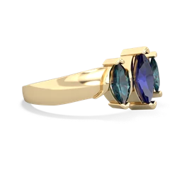 Lab Sapphire Three Peeks 14K Yellow Gold ring R2433