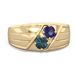 Lab Sapphire Men's Streamline 14K Yellow Gold ring R0460