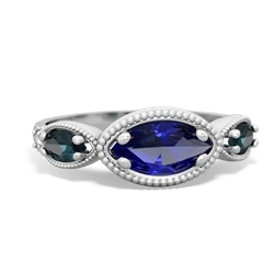 Lab Sapphire Milgrain Marquise 14K White Gold ring R5700