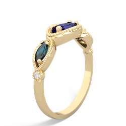 Lab Sapphire Milgrain Marquise 14K Yellow Gold ring R5700