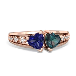 Lab Sapphire Heart To Heart 14K Rose Gold ring R3342