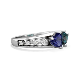 Lab Sapphire Heart To Heart 14K White Gold ring R3342