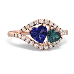 Lab Sapphire Mother And Child 14K Rose Gold ring R3010