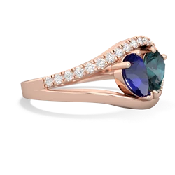 Lab Sapphire Nestled Heart Keepsake 14K Rose Gold ring R5650