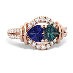 Lab Sapphire Art-Deco Keepsake 14K Rose Gold ring R5630