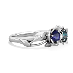 Lab Sapphire Rose Garden 14K White Gold ring R5510