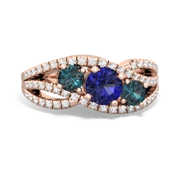 Lab Sapphire Three Stone Aurora 14K Rose Gold ring R3080