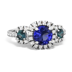 Lab Sapphire Regal Halo 14K White Gold ring R5350