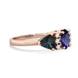 Lab Sapphire Antique Style Three Stone 14K Rose Gold ring R2186