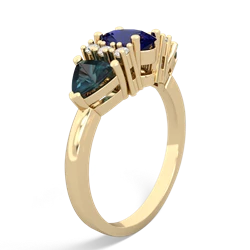 Lab Sapphire Antique Style Three Stone 14K Yellow Gold ring R2186