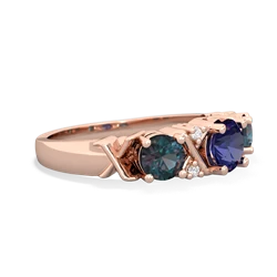 Lab Sapphire Hugs And Kisses 14K Rose Gold ring R5016