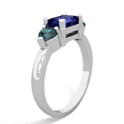 Lab Sapphire Three Stone 14K White Gold ring R5235