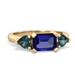 Lab Sapphire Three Stone 14K Yellow Gold ring R5235