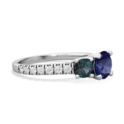 Lab Sapphire Pave Trellis 14K White Gold ring R5500