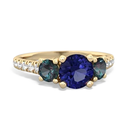 Lab Sapphire Pave Trellis 14K Yellow Gold ring R5500