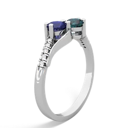 Lab Sapphire Infinity Pave Two Stone 14K White Gold ring R5285