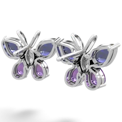 Lab Sapphire Butterfly 14K White Gold earrings E2215