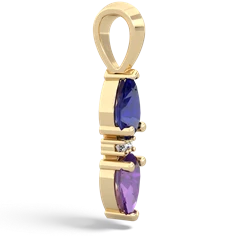 Lab Sapphire Bowtie Drop 14K Yellow Gold pendant P0865