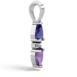 Lab Sapphire Bowtie Drop 14K White Gold pendant P0865