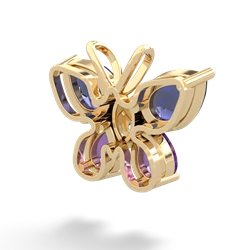 Lab Sapphire Butterfly 14K Yellow Gold pendant P2215