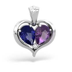 Lab Sapphire Two Become One 14K White Gold pendant P5330