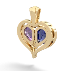 Lab Sapphire Two Become One 14K Yellow Gold pendant P5330