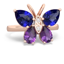 Lab Sapphire Butterfly 14K Rose Gold ring R2215