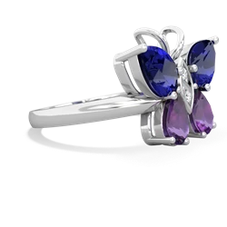 Lab Sapphire Butterfly 14K White Gold ring R2215