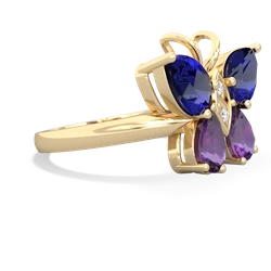 Lab Sapphire Butterfly 14K Yellow Gold ring R2215