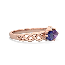 Lab Sapphire Heart To Heart Braid 14K Rose Gold ring R5870