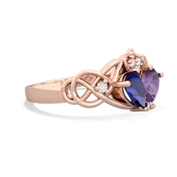 Lab Sapphire 'One Heart' Celtic Knot Claddagh 14K Rose Gold ring R5322