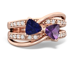 Lab Sapphire Bowtie 14K Rose Gold ring R2360