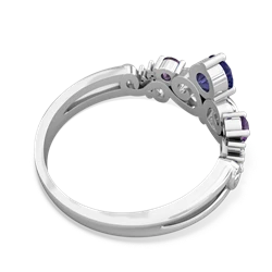 Lab Sapphire Crown Keepsake 14K White Gold ring R5740