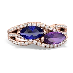 Lab Sapphire Diamond Rivers 14K Rose Gold ring R3070