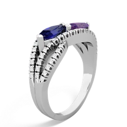 Lab Sapphire Diamond Rivers 14K White Gold ring R3070