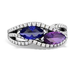 Lab Sapphire Diamond Rivers 14K White Gold ring R3070