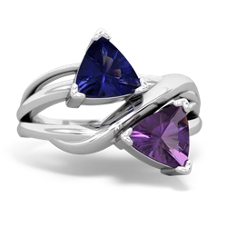 Lab Sapphire Split Band Swirl 14K White Gold ring R2341